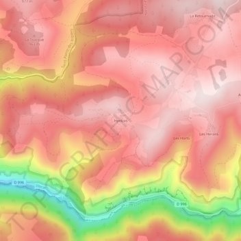 Carte topographique Hyelzas, altitude, relief