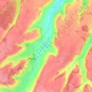 Carte topographique North Elham, altitude, relief