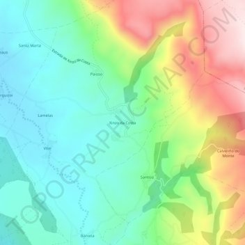 Carte topographique Xinzo da Costa, altitude, relief