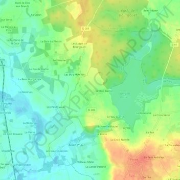 Carte topographique Le Breil, altitude, relief
