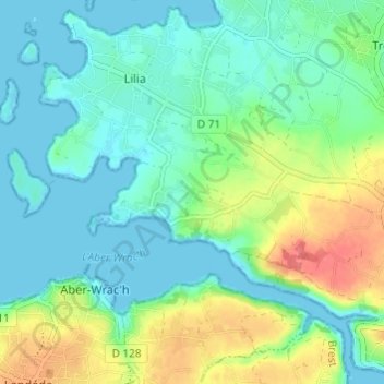 Carte topographique Kernevez Perroz, altitude, relief
