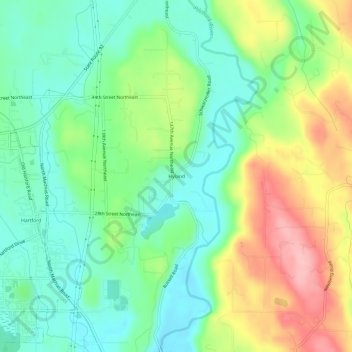 Carte topographique Hyland, altitude, relief