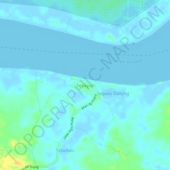 Carte topographique Sesayap, altitude, relief