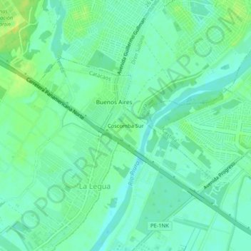 Carte topographique Coscomba Sur, altitude, relief