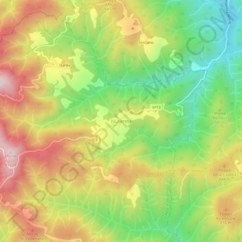 Carte topographique Nusenna, altitude, relief