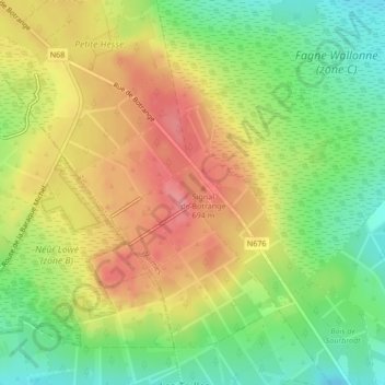 Carte topographique Ardennes, altitude, relief
