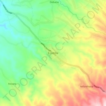 Carte topographique Emdibir, altitude, relief