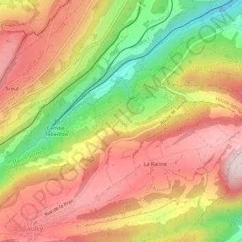 Carte topographique Le Cerneux, altitude, relief