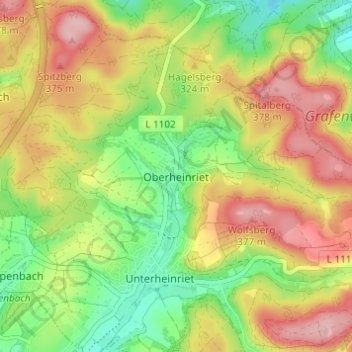Carte topographique Oberheinriet, altitude, relief