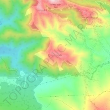 Carte topographique Ighil Imoula, altitude, relief