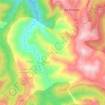 Carte topographique Ighil Elmal, altitude, relief