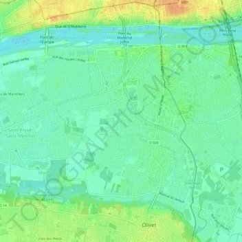 Carte topographique Bas des Chabassières, altitude, relief