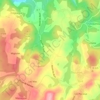 Carte topographique Richefort, altitude, relief