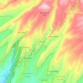 Carte topographique Enthavi, altitude, relief