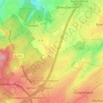 Carte topographique Hitfeld, altitude, relief