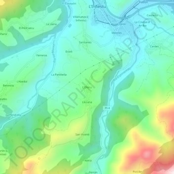 Carte topographique Otero, altitude, relief