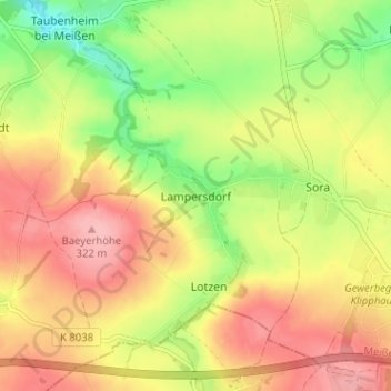 Carte topographique Lampersdorf, altitude, relief