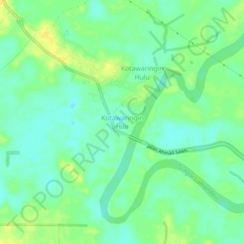 Carte topographique Kotawaringin Hilir, altitude, relief