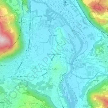 Carte topographique Vaccarezza Nuova, altitude, relief