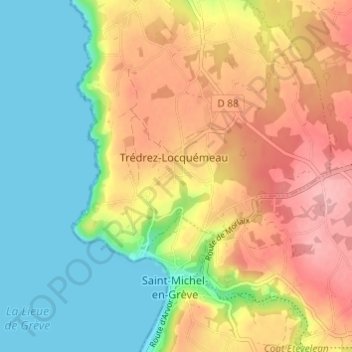Carte topographique Parc Bian ar Meso, altitude, relief
