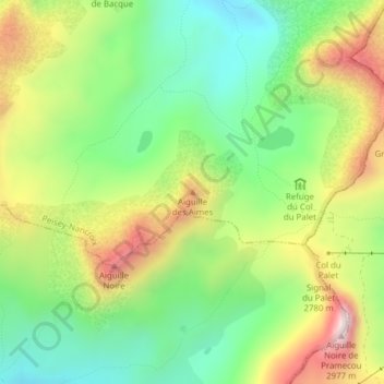 Carte topographique Aiguille des Aimes, altitude, relief