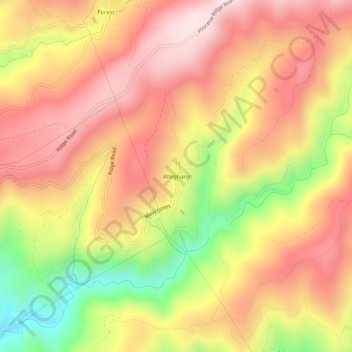 Carte topographique Alleghany, altitude, relief