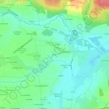 Carte topographique Le Parc, altitude, relief