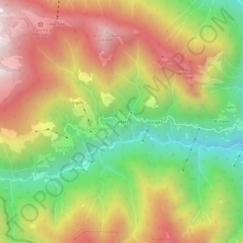 Carte topographique Corbella, altitude, relief