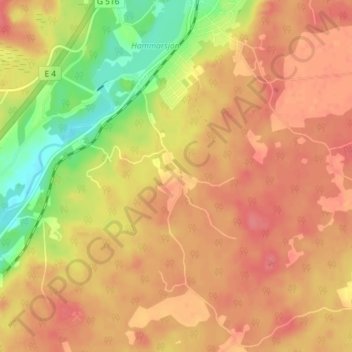 Carte topographique Bråna, altitude, relief