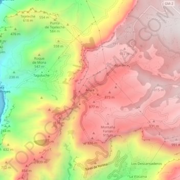 Carte topographique Arure, altitude, relief