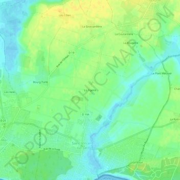 Carte topographique La Tigerie, altitude, relief