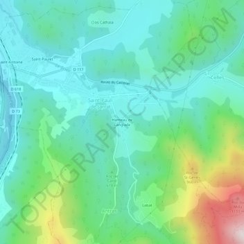 Carte topographique Langlade, altitude, relief
