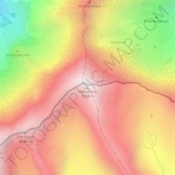 Carte topographique Hausstock, altitude, relief