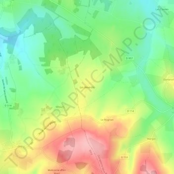 Carte topographique Les Reverdis, altitude, relief