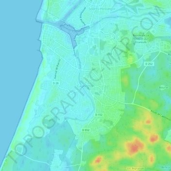 Carte topographique Capbreton, altitude, relief
