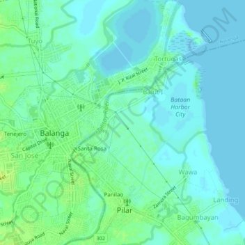 Carte topographique Tortugas, altitude, relief