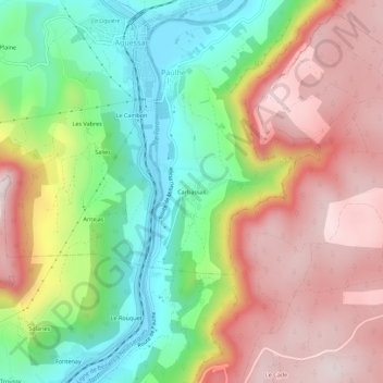 Carte topographique Carbassas, altitude, relief