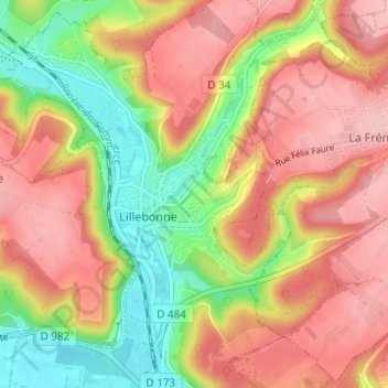 Carte topographique La Côte Blanche, altitude, relief