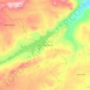 Carte topographique Riacho das Moças, altitude, relief