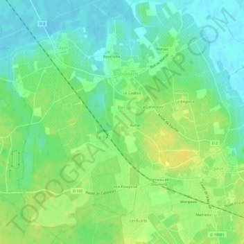 Carte topographique Caboy, altitude, relief