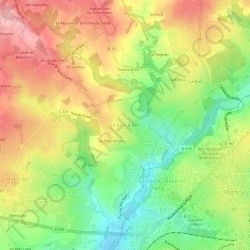 Carte topographique Le Mas Blanc, altitude, relief