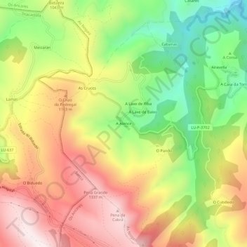 Carte topographique A Alence, altitude, relief