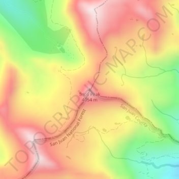 Carte topographique Trico Peak, altitude, relief