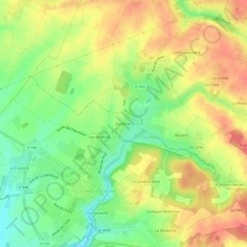 Carte topographique Garochet, altitude, relief