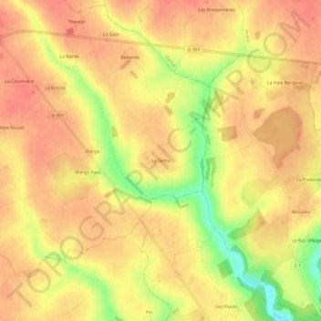 Carte topographique Le Tertre, altitude, relief