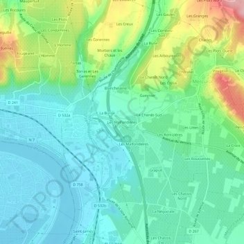 Carte topographique Les Malfondières, altitude, relief