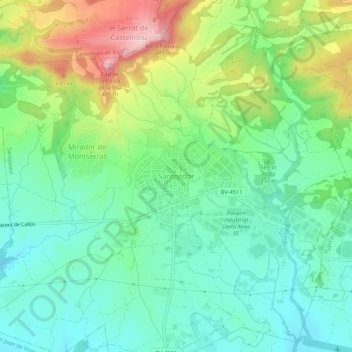 Carte topographique Santpedor, altitude, relief