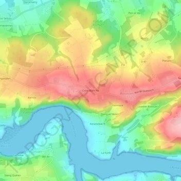 Carte topographique Croix Blanche, altitude, relief