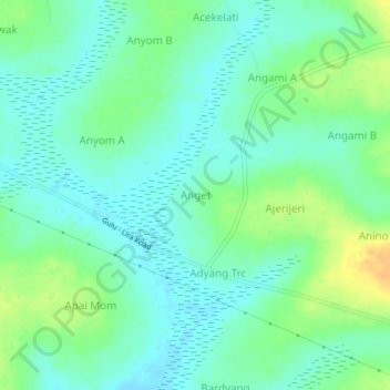 Carte topographique Anget, altitude, relief