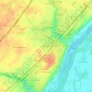 Carte topographique Les Gouffres, altitude, relief
